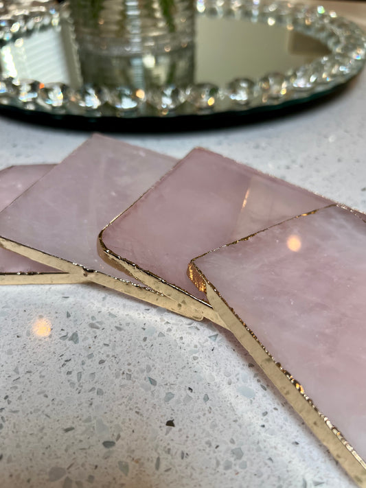 Pink Crystal Stone Coaster - Set 4 with a box