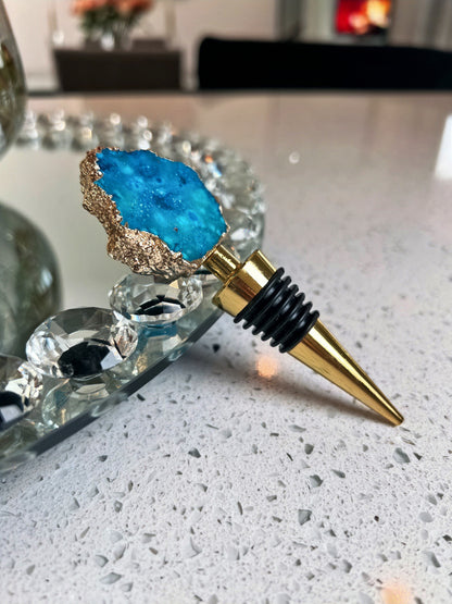 Blue Agate Wine Stopper